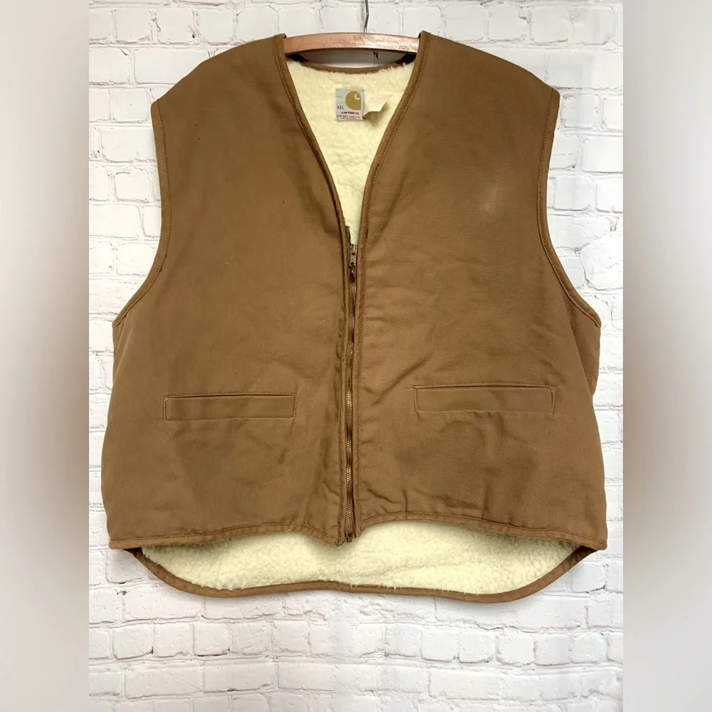 Vintage Carhartt Duck Canvas Sherpa Vest 60s Size XXL​